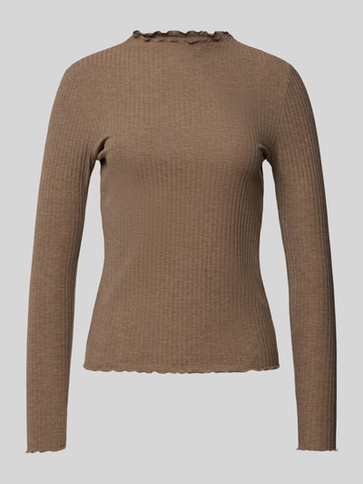 Only Langarmshirt in Ripp-Optik Modell 'EMMA' Taupe 2