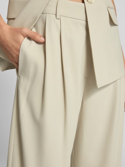 Jake*s Collection Straight Leg Stoffhose mit Bundfalten Kitt 3