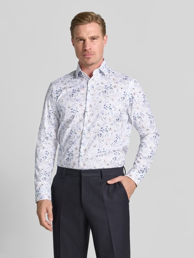 Christian Berg Men Regular Fit Business-Hemd mit floralem Muster und Haifischkragen Bleu 4