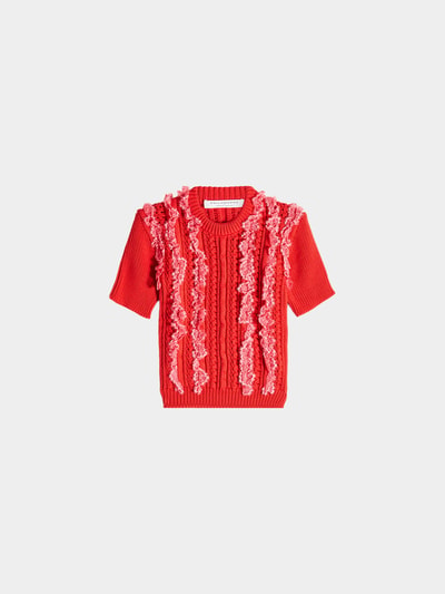 Philosophy di Lorenzo Ser Zopfstrick-Pullover aus Baumwolle Rot 1