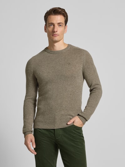 MCNEAL Regular fit gebreide pullover van pure wol Olijfgroen gemêleerd - 4