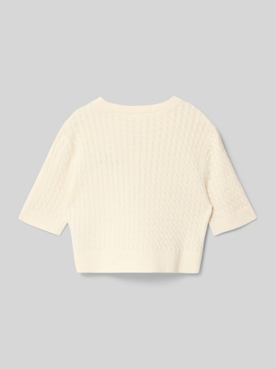 Produktfoto, kinderen Regular Fit Strick-Shirt aus Baumwoll-Mix von s.Oliver RED LABEL in effen kleuren met kabelpatroon, katoenmix, ronde hals, korte mouw, geribde rompzoom