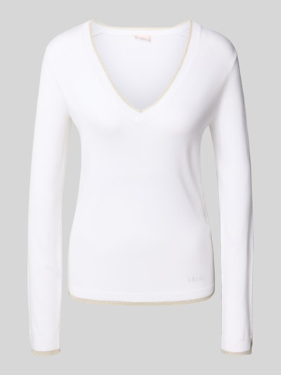 Liu Jo White Pullover mit V-Ausschnitt und Effektgarn Offwhite 2