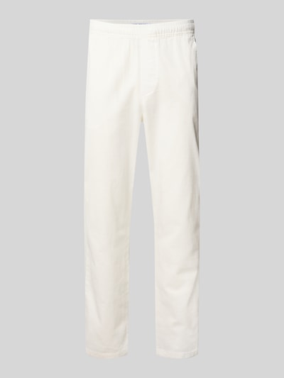 Productfoto, Pull On broek in linnenlook met steekzakken van REVIEW, puur katoen, regular fit, elastische band, strookzak aan de achterkant, wit