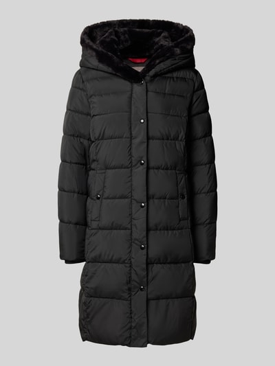 Christian Berg Woman Selection Gewateerde lange jas met imitatiebont en steekzakken Zwart - 2