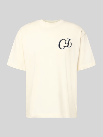 Productfoto, T-shirt uit pure katoen model 'KARLBERG' van Casual Friday, losse fit, ronde hals, label-stitching, label-print, crèmekleur