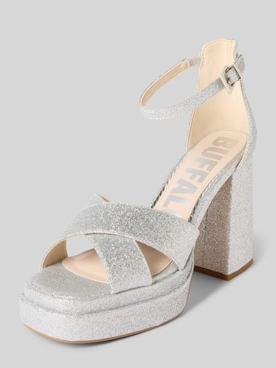 Buffalo Sandalette aus Leder mit Blockabsatz Modell 'MAY' Silber 1