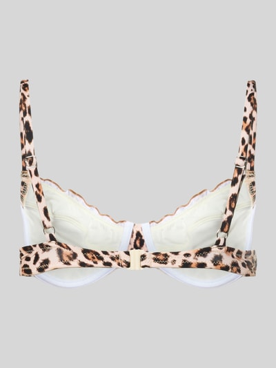 Produktfoto, Bikini-Oberteil im Allover-Look Modell 'JOYO SAVARI' von Banana Moon, Beige-Braun mit Tiermuster, Material-Mix mit Stretch-Anteil, Körpernahe Passform
