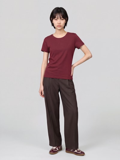 BOSS Orange T-Shirt mit dezentem Logo-Schriftzug Bordeaux 1