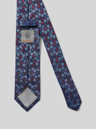 Monti Zijden stropdas met all-over motief (7 cm) Rood - 2