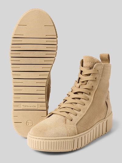 Tamaris Sneakersy wysokie z naturalnej skóry welurowej Beżowy 4