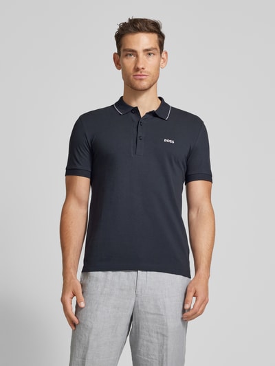 BOSS Green Regular Fit Poloshirt mit Label-Stitching Modell 'Paule' Marine 4