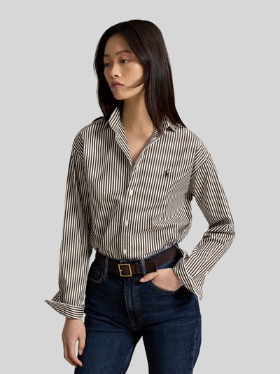 Polo Ralph Lauren Relaxed Fit Hemdbluse aus reiner Baumwolle mit Logo-Stitching Dunkelbraun 4