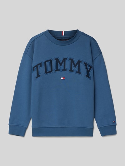 Tommy Hilfiger Kids Sweatshirt met labelprint Rookblauw - 1