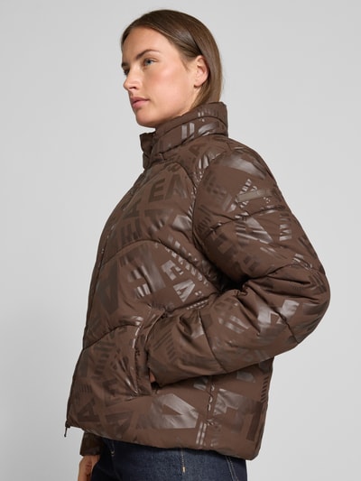 EA7 Emporio Armani Kurtka pikowana ze wzorem z logo i stójką Ciemnobrązowy 3