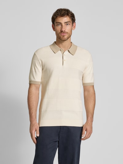 Scotch & Soda Regular fit poloshirt met structuurmotief Offwhite - 4