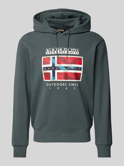 Napapijri Hoodie mit Label-Print Modell 'BIG FLAG' Khaki 2