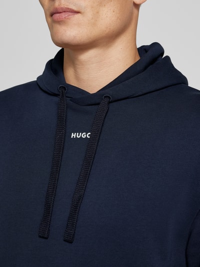 HUGO Hoodie met logoprint, model 'DapoDayote' Marineblauw - 3