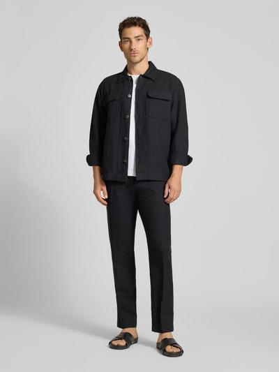 Selected Homme Straight Leg Leinenhose mit Tunnelzug Modell 'LEROY' Black 1
