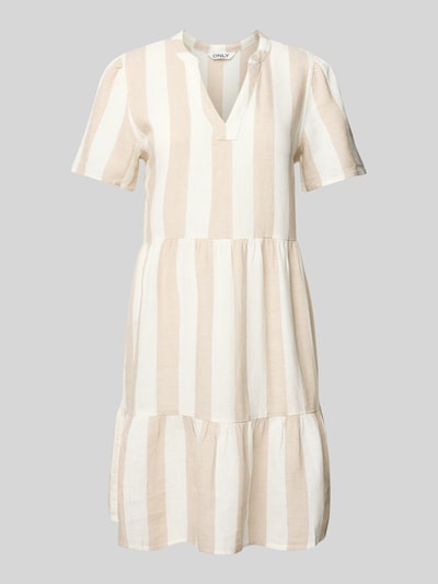Only Comfort Fit Freizeitkleid aus Viskose-Leinen-Mix Modell 'TIRI-CARO' Sand 2