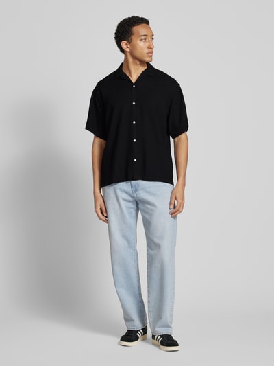 Jack & Jones Relaxed Fit Freizeithemd aus Viskose-Leinen-Mix Modell 'WAYNE' Black 1