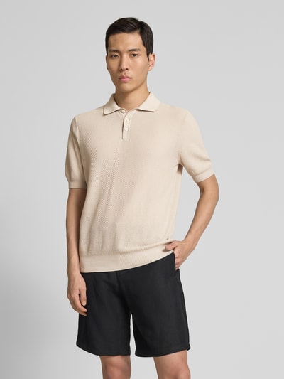 GRAN SASSO Regular Fit Poloshirt mit Strukturmuster Beige 4