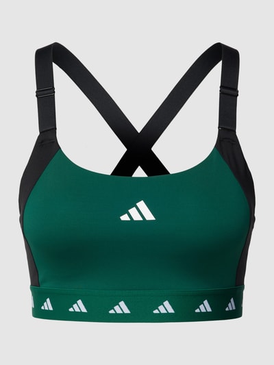 Adidas Training Bralette met logo in band Donkergroen - 1