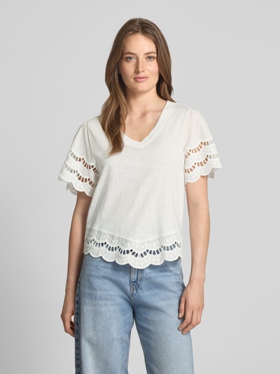 B.Young T-Shirt mit Lochstickerei Modell 'PALORA' Offwhite 4