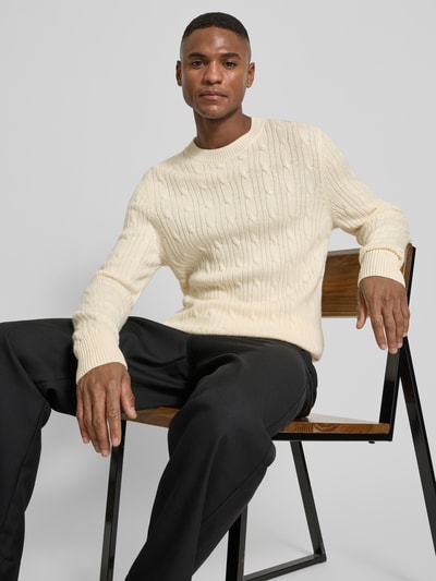 BOSS Regular Fit Strickpullover aus Schurwoll-Kaschmir-Mix Modell 'HETICO' Offwhite 3
