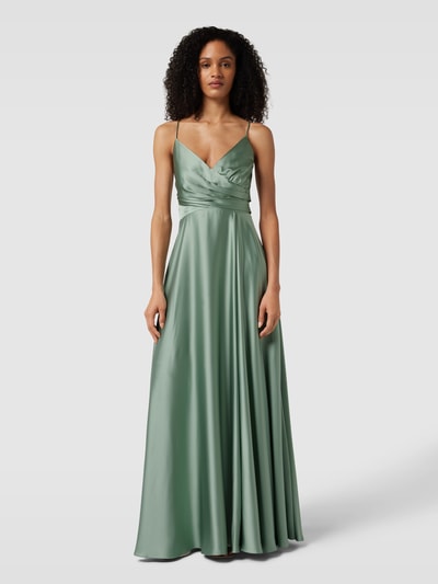 Jake*s Cocktail Abendkleid in Wickel-Optik Khaki Melange 4