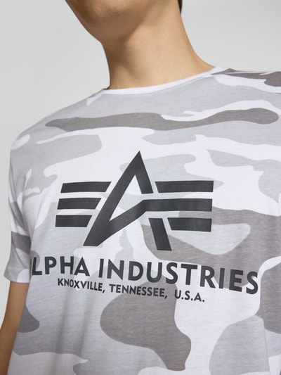 Alpha Industries T-shirt z nadrukiem z logo i okrągłym dekoltem Biały 3
