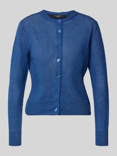 Weekend Max Mara kardigan rozpinany o kroju regular fit z czystego lnu model 'BADIA' Królewski niebieski 2