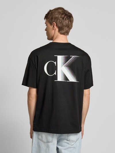Calvin Klein Jeans T-shirt met labelprint en ronde hals Zwart - 5