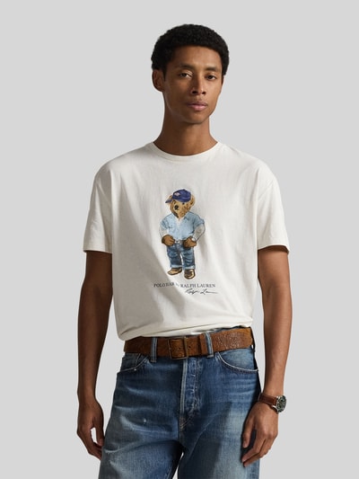 Polo Ralph Lauren Regular Fit T-Shirt aus reiner Baumwolle mit Polo Bear Print Weiss 4