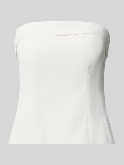 Produktfoto, Bandeau-Top mit Umschlag von Jake*s Cocktail in Weiß, Material-Mix mit Stretch-Anteil, körpernaher Schnitt, Rückenlänge 30 cm