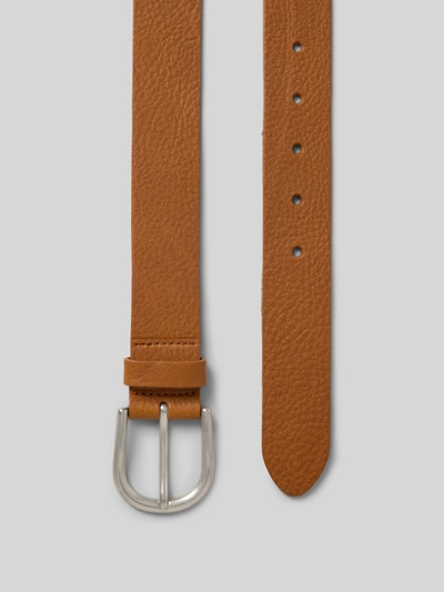 Produktfoto, Gürtel aus echtem Rindsleder Modell 'Jeanser' von Weinmann in Braun mit Strukturmuster und Pinschließe, Breite 3 cm, Größe 80.