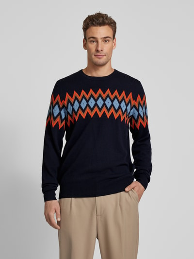 Fynch-Hatton Gebreide pullover met ronde hals Marineblauw - 4