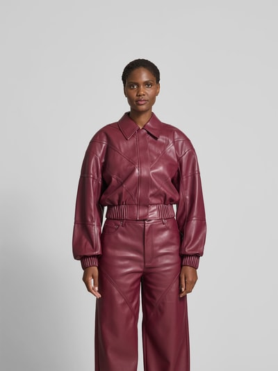 ROTATE Regular Fit Bomberjacke in Leder-Optik Bordeaux 4