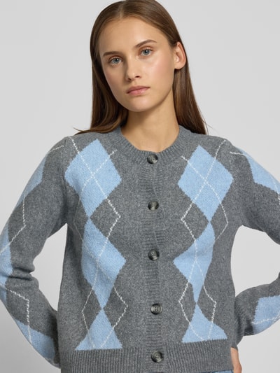 Only Regular fit gebreid jack met wol, modell 'BRIGHTON' Lichtblauw - 3