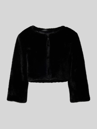 comma Cropped Blazer aus Kunstfell Black 1