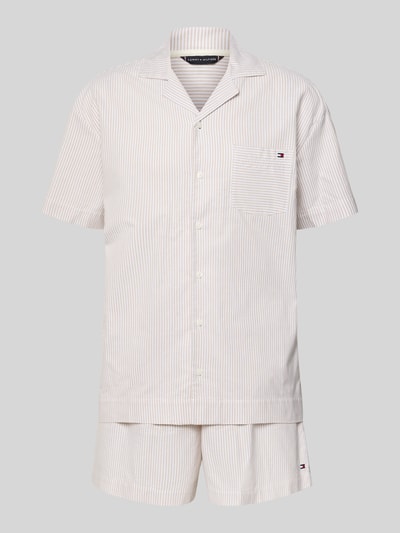 Produktfoto, Regular Fit Pyjama aus reiner Baumwolle von Tommy Hilfiger mit Allover-Muster, Reverskragen, Kurzarm, Oxford-Webung.