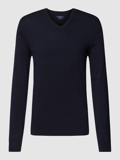 MCNEAL Strickpullover mit geripptem V-Ausschnitt Marineblau 2