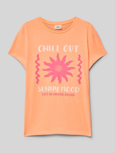 s.Oliver RED LABEL Loose Fit T-Shirt aus reiner Baumwolle Neon Orange 1