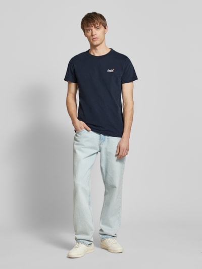 Superdry T-Shirt mit Label-Stitching Dunkelblau 1