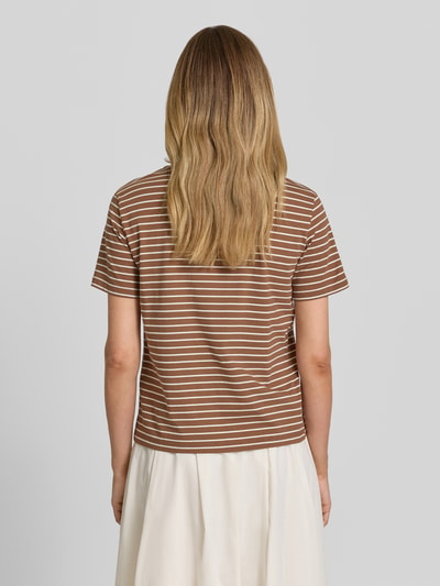 Jake*s Casual regular fit T-shirt van puur katoen Chocoladebruin - 5