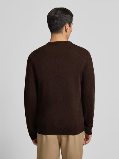 Matinique Strickpullover aus Lammwolle mit Rundhalsausschnitt Dunkelbraun 5