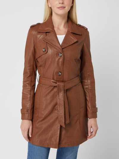 Gipsy Regular Fit Trenchcoat aus Leder Modell 'Lailah' Cognac 4