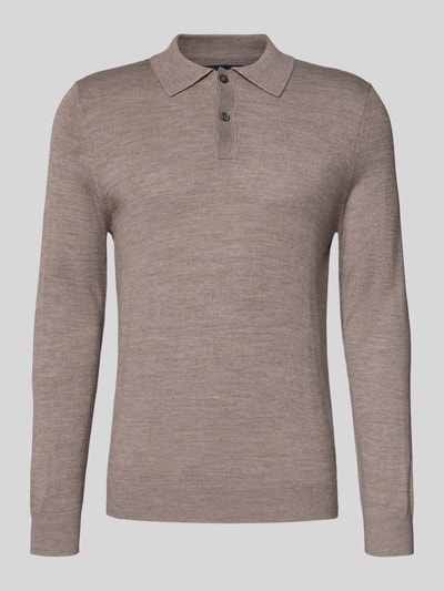 Christian Berg Men Slim fit gebreide pullover van wolmix Roodbruin gemêleerd - 2