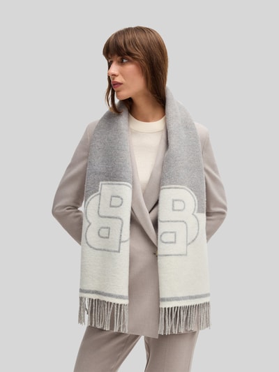 BOSS Szal z mieszanki wełny model ‘VIANNA’ Jasnoszary 1