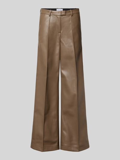 Produktfoto, Hose in Leder-Optik mit Längsnähten Modell 'Wessy' von STAND STUDIO, kolor brązowy, szerokie nogawki, Szerokość w rozmiarze 36: 38 cm, długość wewnętrzna nogawki w rozmiarze 36: 80 cm
